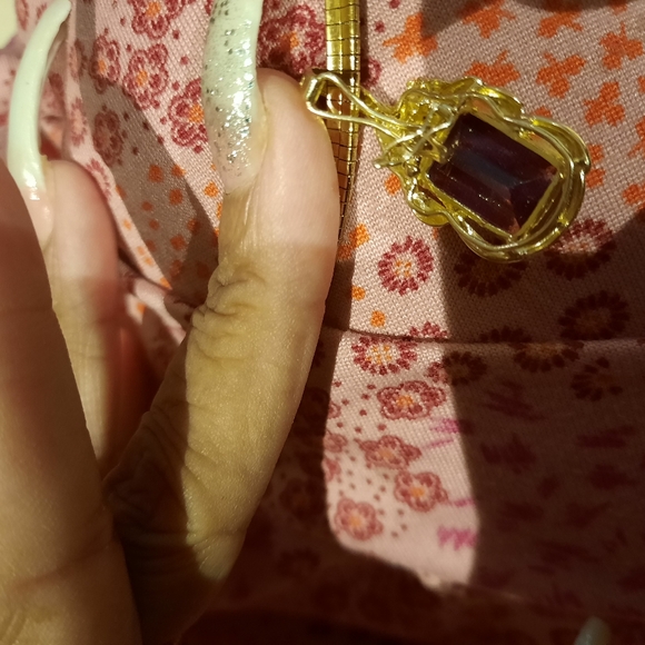 GORGEOUS SOLID ๐ YELLOW GOLD DIAMOND ๐ AFRICAN AMETHYST ๐ LARGE SLIDE PENDANT - Picture 3 of 13